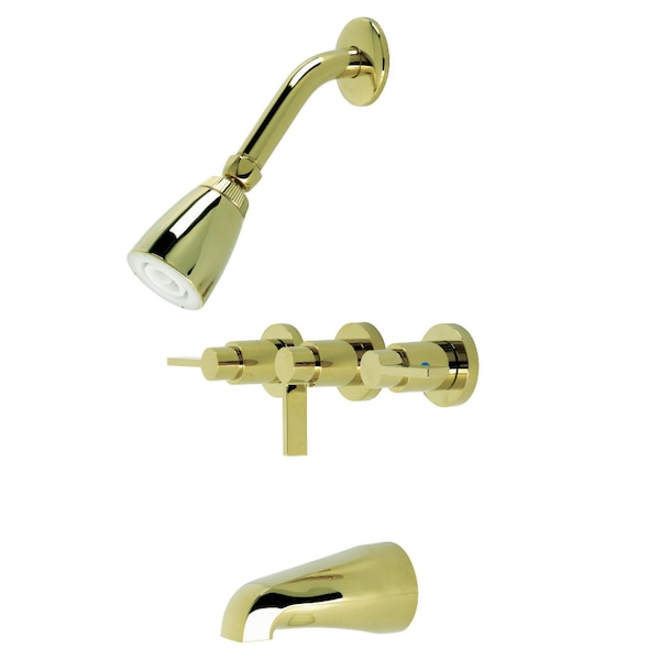 Tub and Shower Faucet, Polished Brass, Wall Mount